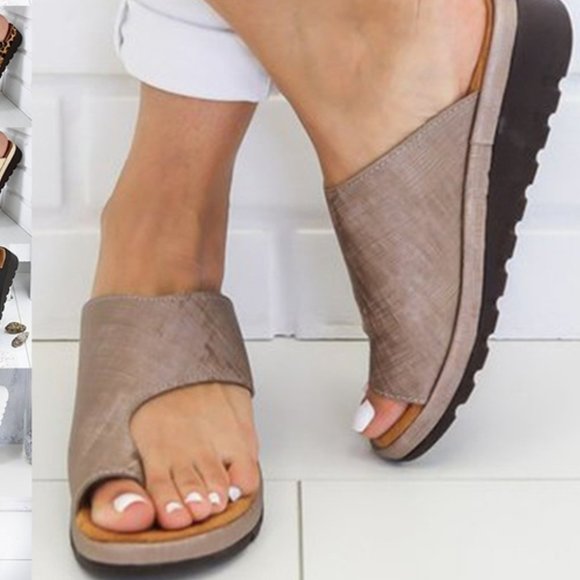 Shoes - Casual Open Toe Slide Sandals - Brown 9